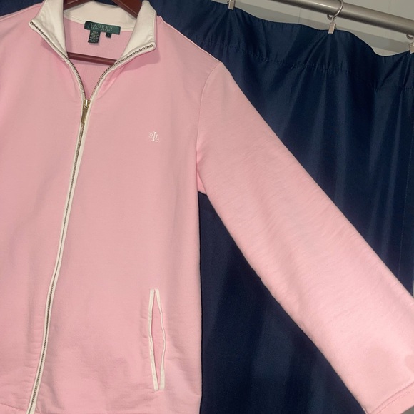Lauren Ralph Lauren Baby Pink Zip Up Jacket with white trim - Picture 2 of 10